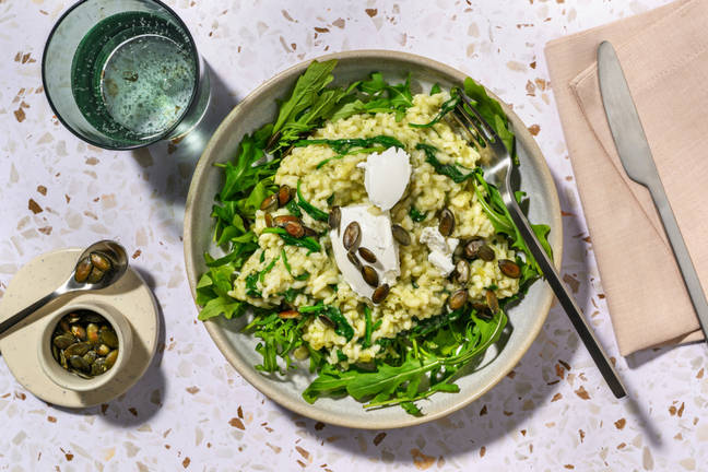 Risotto verde au pesto, épinards & chèvre