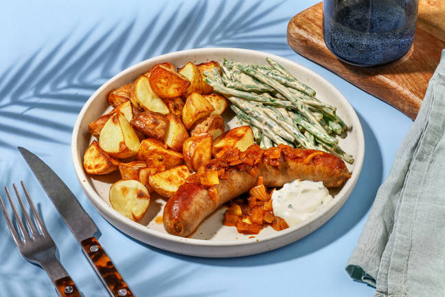 Saucisse de Toulouse grillée & haricots verts