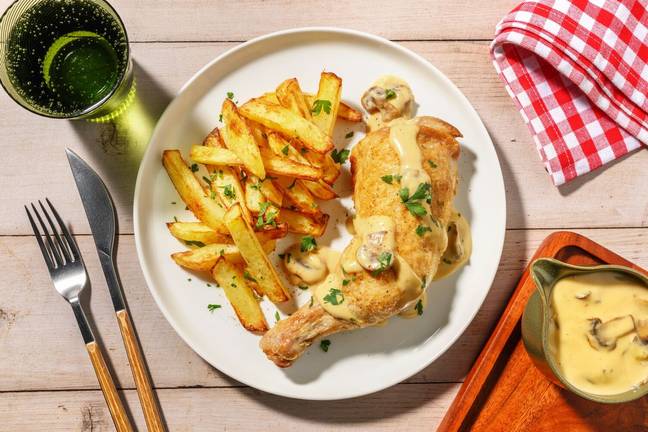 Poulet-frites sauce poulette façon bistro