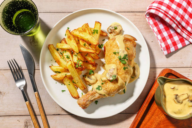 Poulet-frites sauce poulette façon bistro