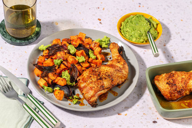 Cuisse de poulet laquée au soja & guacamole