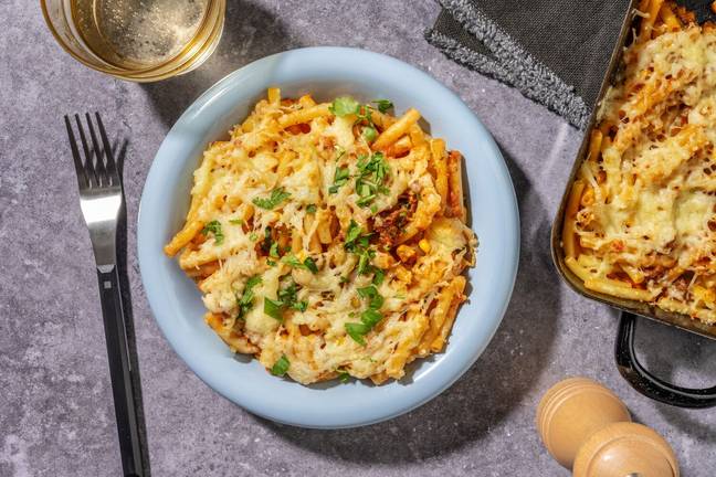 Mexikansk pastagratäng med nötfärs