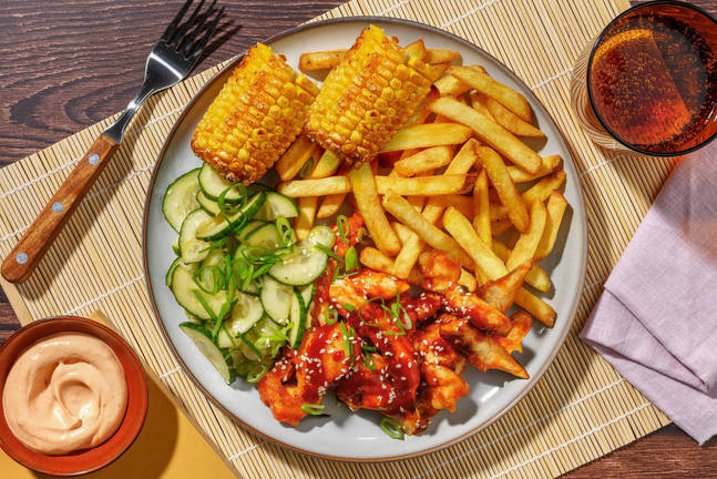Spicy Korean Chicken mit Pommes