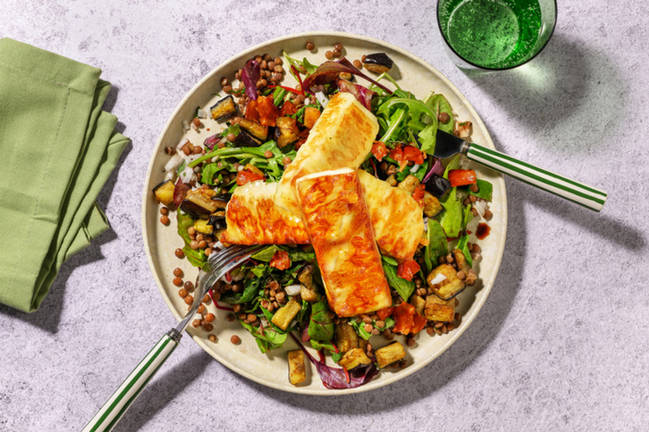 La ensalada chipriota: lentejas y queso a la plancha