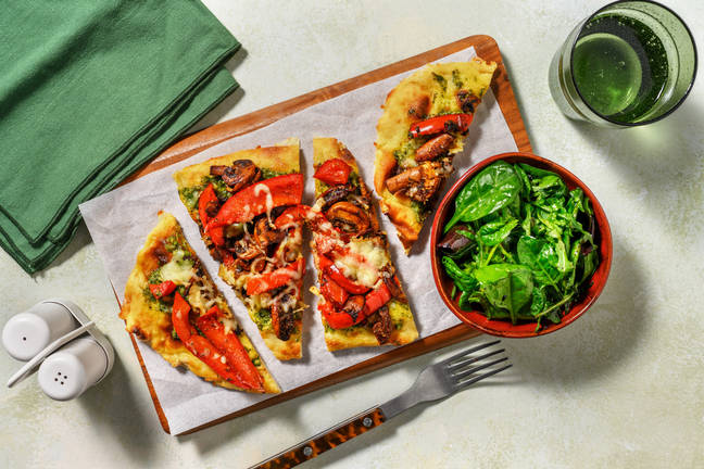 Pizza naan Verdura mozza, pesto & poivrons