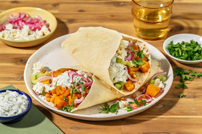 Wraps de courge & pois chiches rôtis