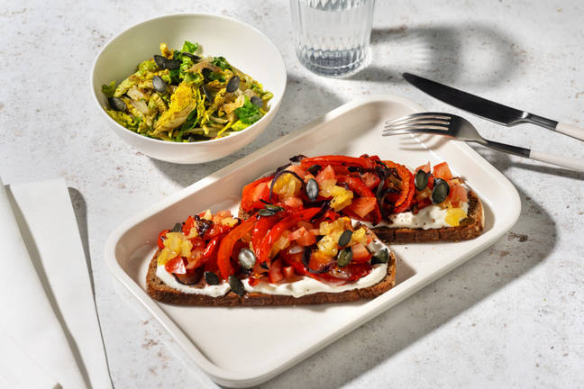 Bruschetta fresca tomates, poivrons & chèvre