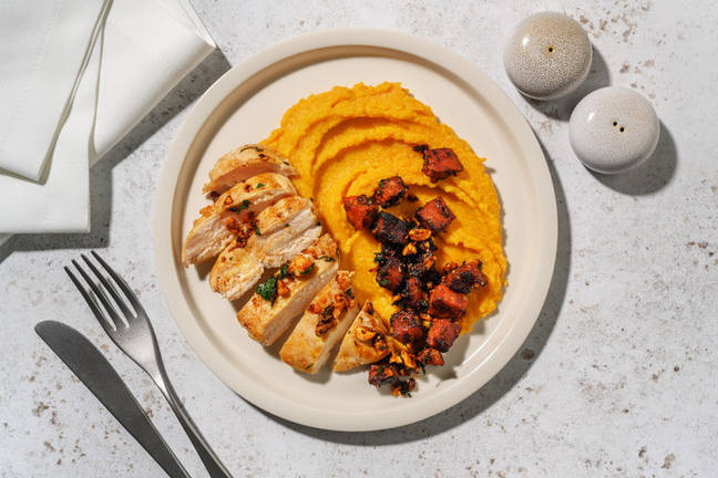 Poulet mit Rüebli-Sellerie-Pürree