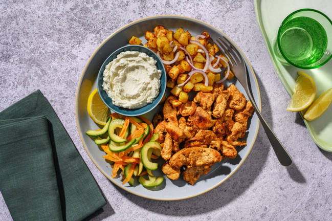 Assiette shawarma poulet & sauce labneh