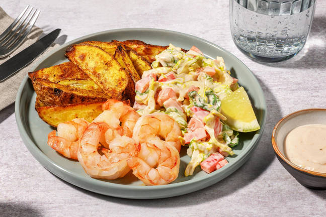 Thousand Island Salad mit Knoblauch-Garnelen
