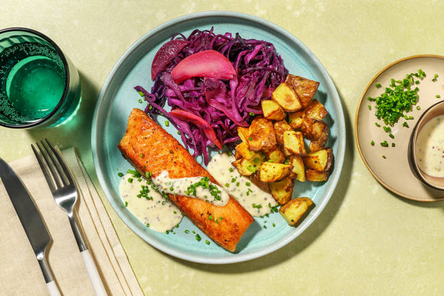 Salmon and Creamy Mustard-Chive Sauce