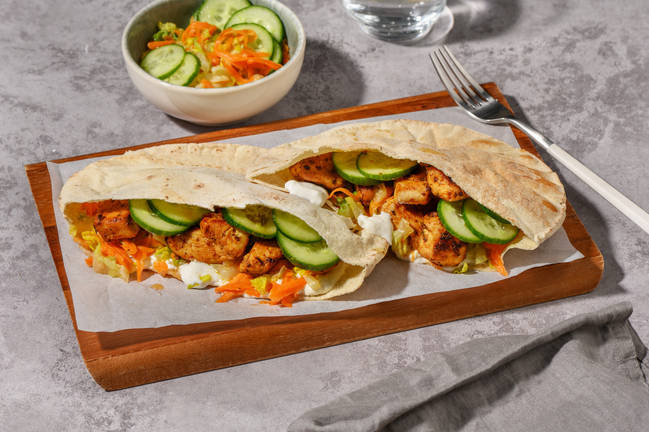 Pitas poulet grillé, fromage frais & aïoli