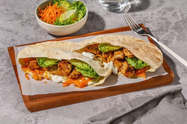 Pitas poulet grillé, crudités & aïoli