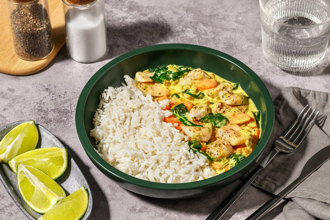 Lieu, épinards & coco façon curry