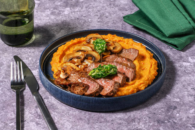Hüftsteak vom Weiderind mit Basilikumbutter