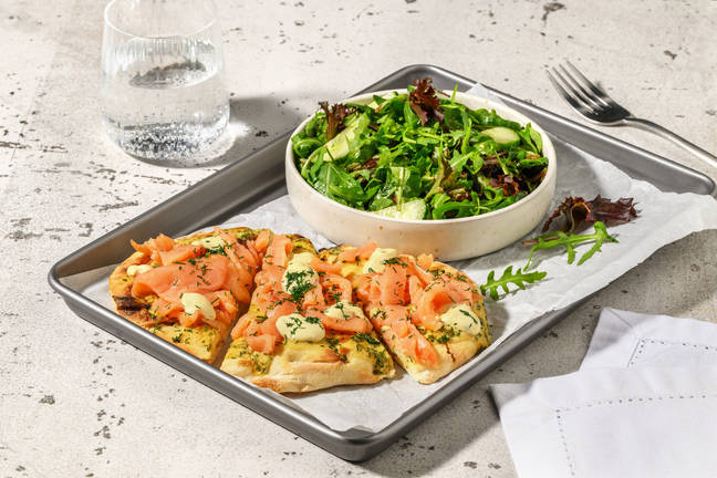 Pizza naan Fjord : saumon fumé & aneth