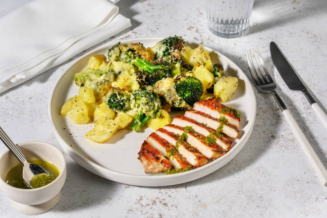 Porc poêlé & gratin de brocoli au gouda