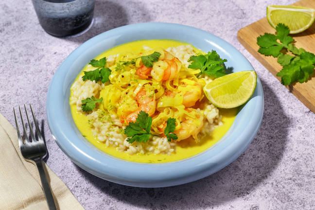 Risotto aux crevettes, citron & curry