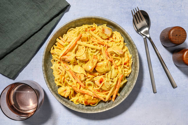 Nouilles sautées curry-coco à la dinde
