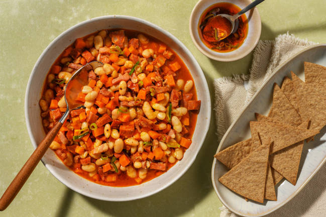 Soupe au chorizo, haricots & paprika