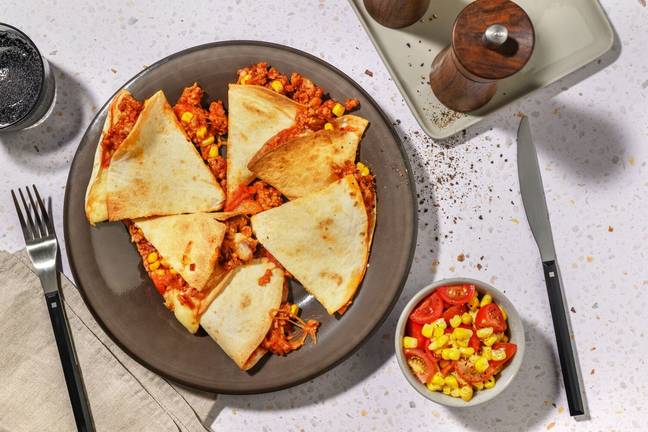 Quesadillas au bœuf haché & cheddar râpé