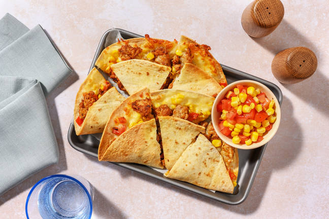 Quesadillas au bœuf haché & cheddar râpé