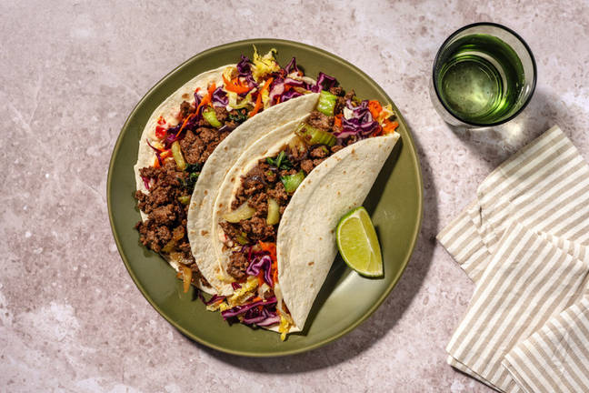 Tacos de bœuf, chou & sauce fusion