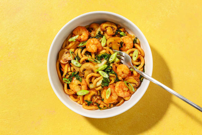 Nouilles udon crevettes & champignons minutes