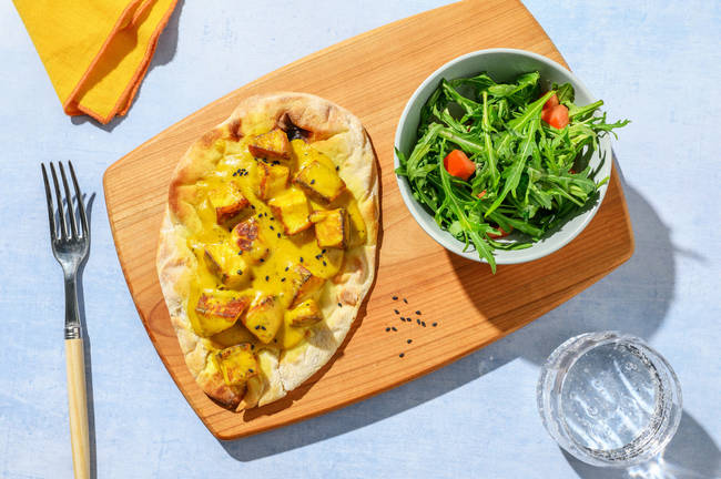 Curried Paneer Loaded Baked Naan