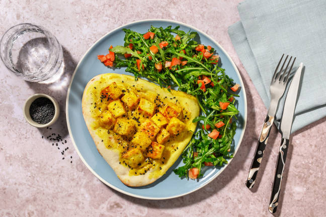 Curried Paneer Loaded Baked Naan