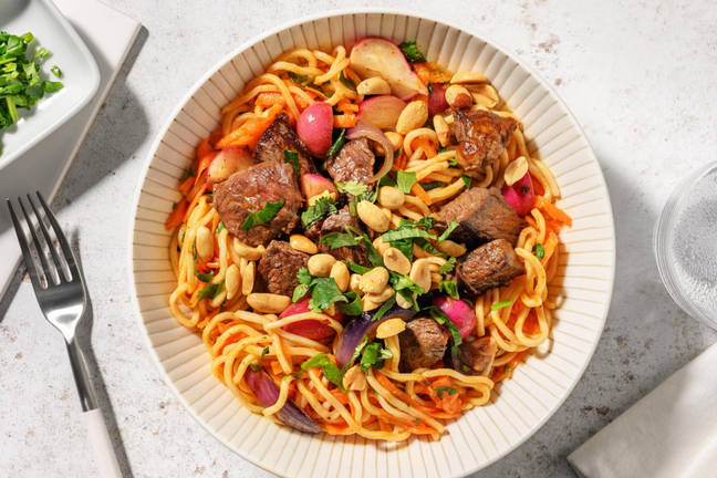 Steak Strip Noodle Salad with Peanuts & Fresh Herbs