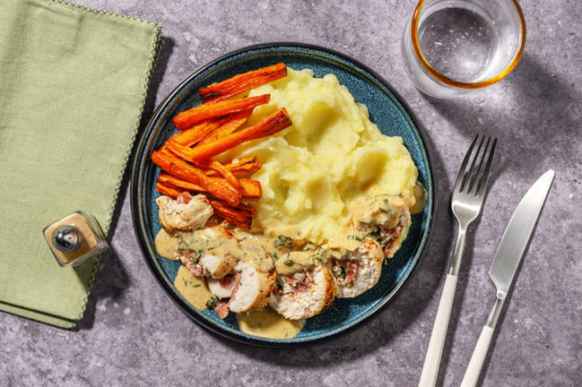 Ballotines de poulet au jambon sec & purée