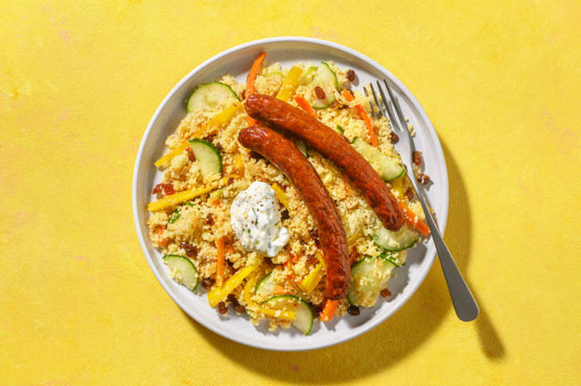 Merguez de bœuf flash & semoule à la harissa