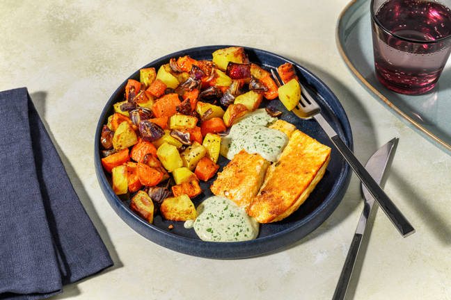 Lieu aux épices à l'africaine & légumes rôtis