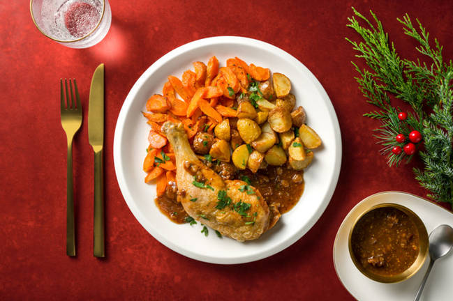 Cuisse de poulet rôtie & sauce figue-noix