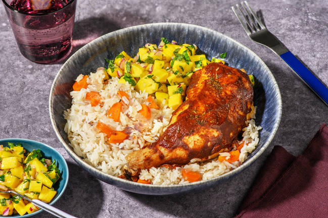 Cuisse de poulet rôtie & sauce jamaïcaine