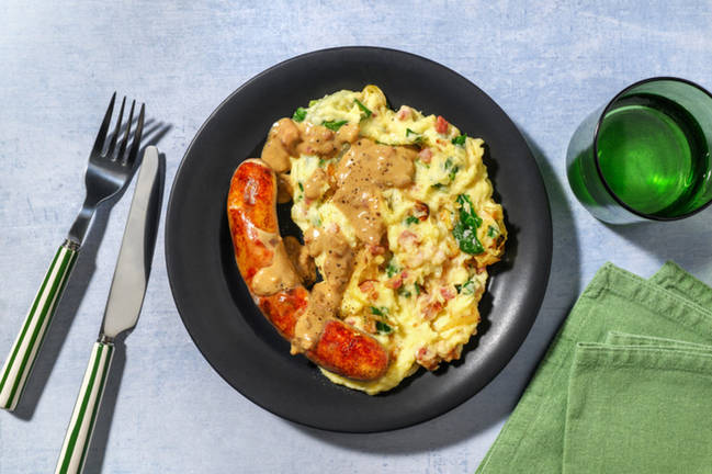 Bangers & Colcannon aux lardons à l'irlandaise