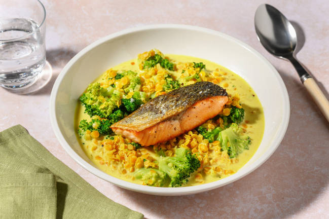 Curry bowl de saumon & lentilles corail