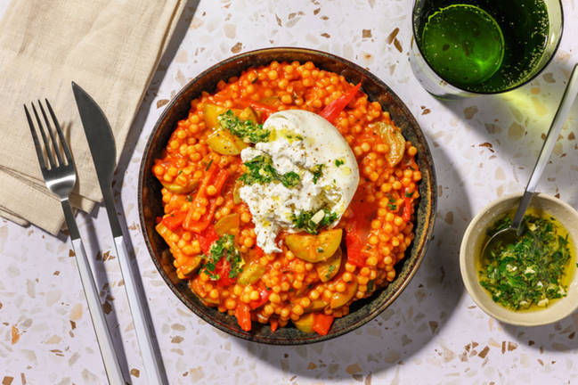 Couscous perlé d'été, burrata & gremolata