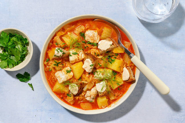 Marmite de la mer : lieu, fenouil & croûtons