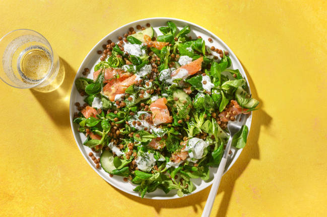 Salade de lentilles express au saumon fumé