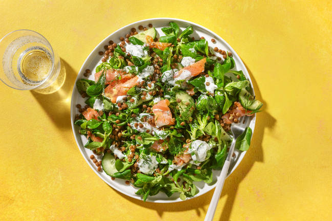 Salade de lentilles express au saumon fumé