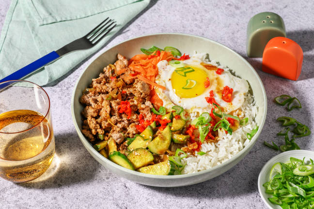 Spicy Bibimbap : porc haché, miso & sésame