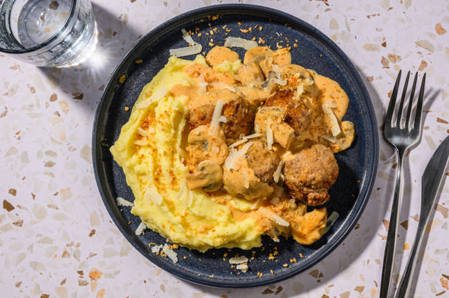 Beef & Pork Meatballs in Mushroom Sauce