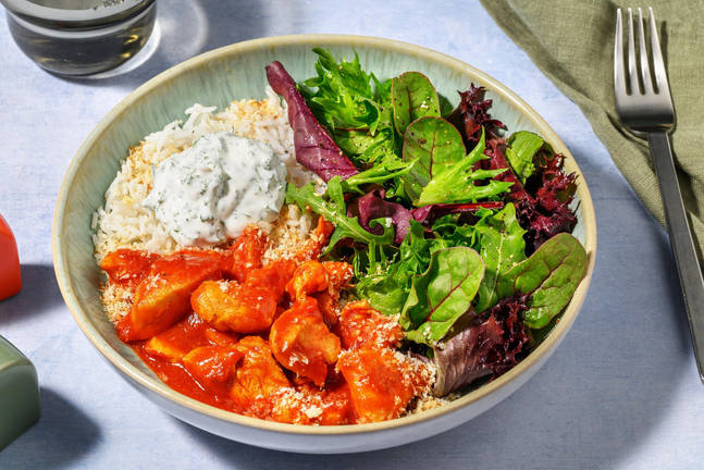 Chicken-Bowl mit spicy Panko-Crunch