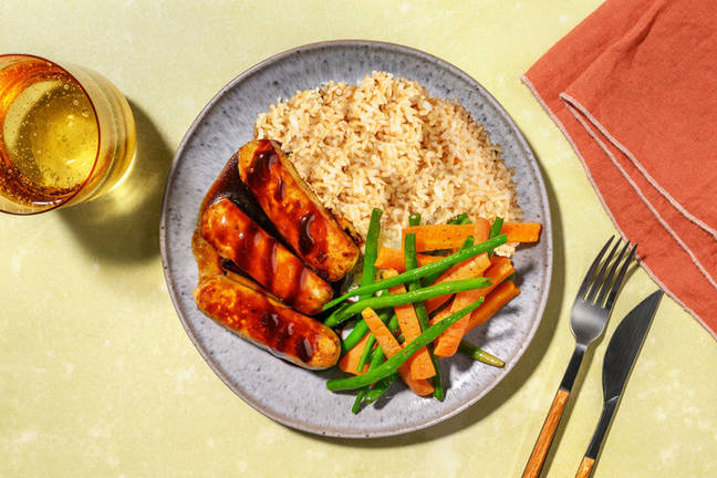 Irish Pork Sausages and Brown Rice