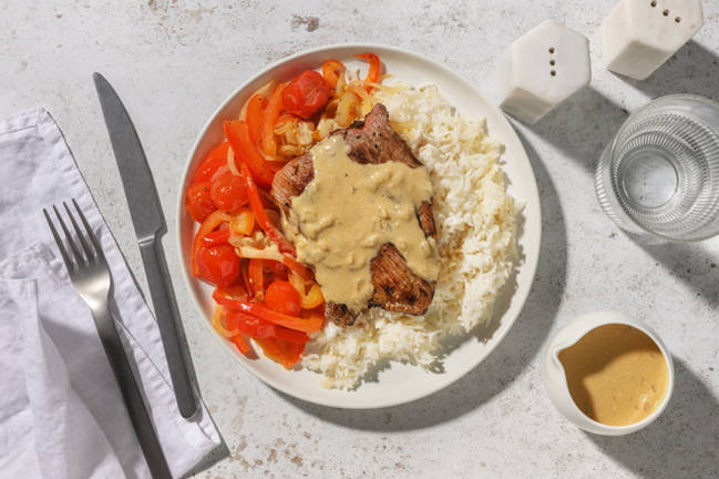 Ternera en salsa cremosa de mostaza antigua