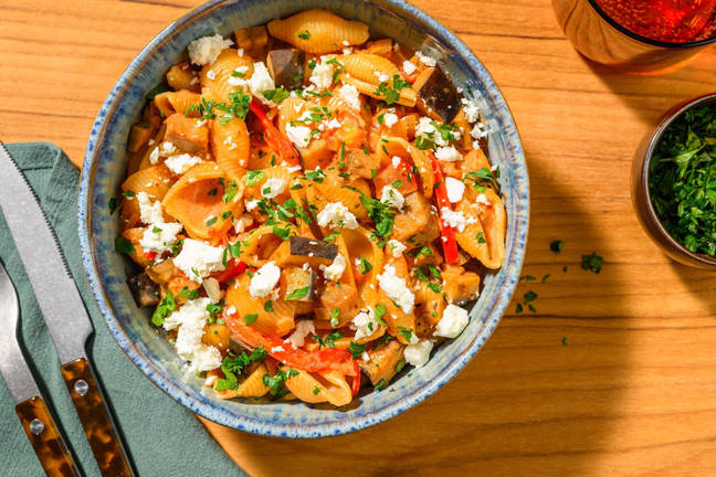 Conchiglie crémeuses à l'aubergine