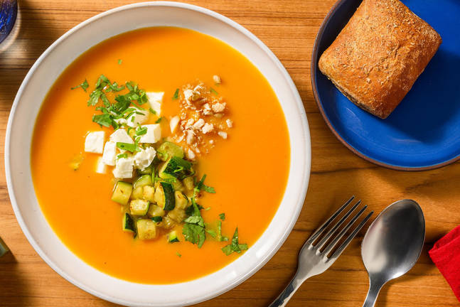 Sweet Potato Soup with Greek-Style Cheese