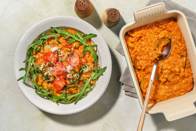 Basilicum-tomatenrisotto met kokosmelk